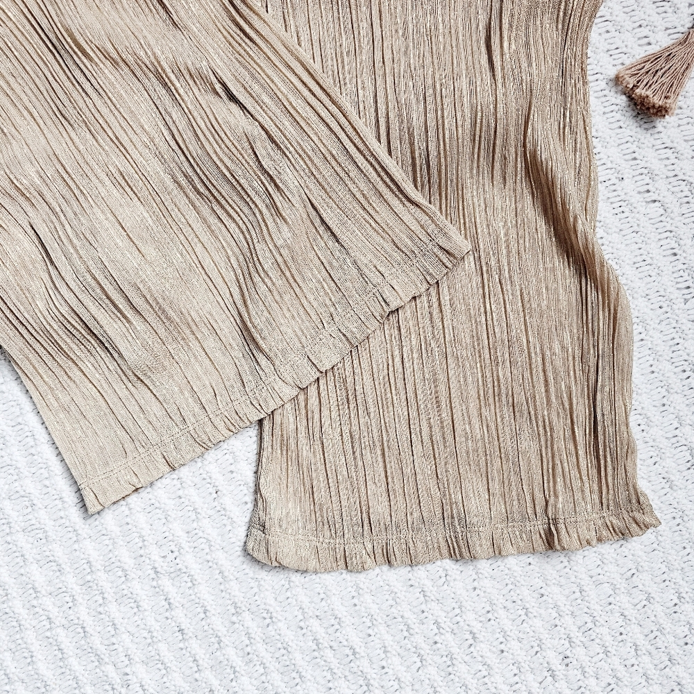 Spell & The Gypsy Liquid Gold Jumpsuit Sheer Lined Metallic Tie Halter Vintage S - Picture 11 of 16